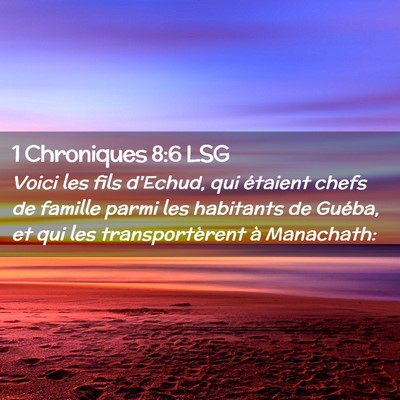 Picture 02 - 1 Chroniques 8:6 LSG - Voici les fils d'Echud, qui étaient chefs de - Bible Verse Picture