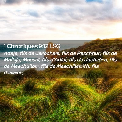 Picture 02 - 1 Chroniques 9:12 LSG - Adaja, fils de Jerocham, fils de Paschhur, fils - Bible Verse Picture