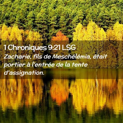Picture 02 - 1 Chroniques 9:21 LSG - Zacharie, fils de Meschélémia, était portier - Bible Verse Picture