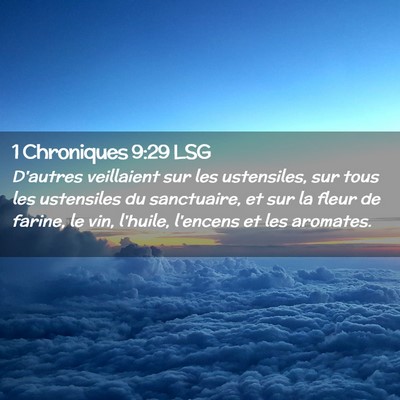 Picture 02 - 1 Chroniques 9:29 LSG - D'autres veillaient sur les ustensiles, sur tous - Bible Verse Picture