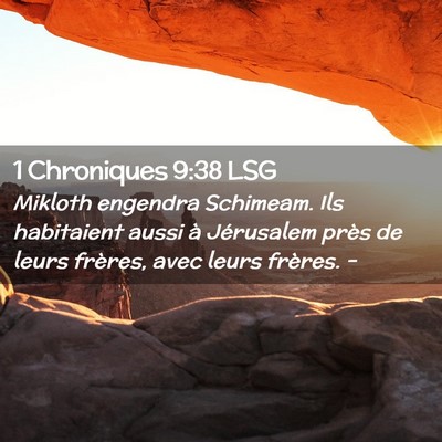 Picture 02 - 1 Chroniques 9:38 LSG - Mikloth engendra Schimeam. Ils habitaient aussi - Bible Verse Picture