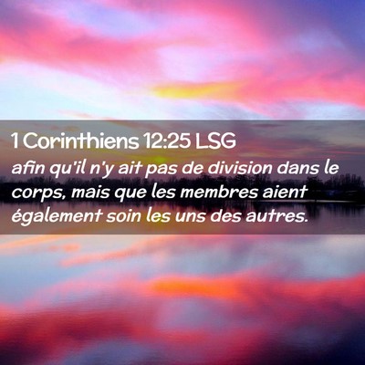 Picture 02 - 1 Corinthiens 12:25 LSG - afin qu'il n'y ait pas de division dans le corps, - Bible Verse Picture
