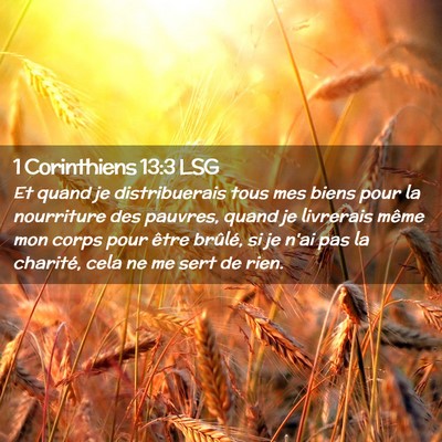 Picture 02 - 1 Corinthiens 13:3 LSG - Et quand je distribuerais tous mes biens pour la - Bible Verse Picture