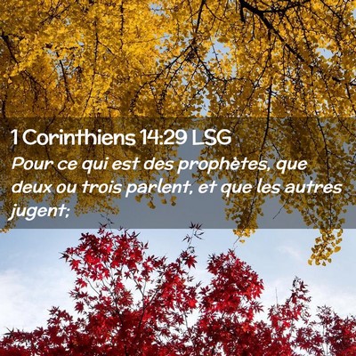 Picture 02 - 1 Corinthiens 14:29 LSG - Pour ce qui est des prophètes, que deux ou trois - Bible Verse Picture