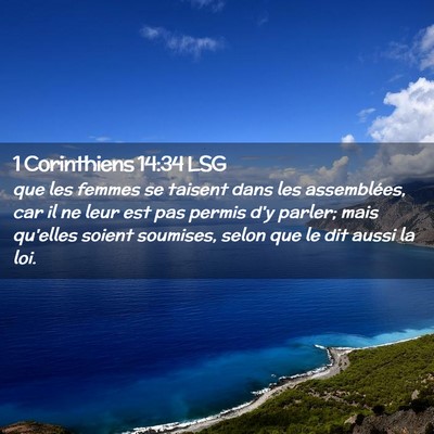 Picture 02 - 1 Corinthiens 14:34 LSG - que les femmes se taisent dans les assemblées, - Bible Verse Picture