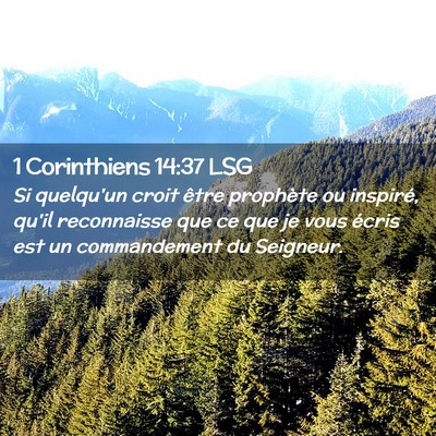 Picture 02 - 1 Corinthiens 14:37 LSG - Si quelqu'un croit être prophète ou inspiré, - Bible Verse Picture