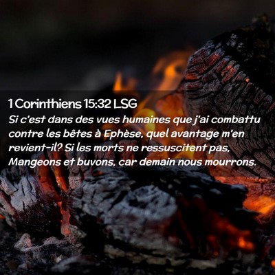 Picture 02 - 1 Corinthiens 15:32 LSG - Si c'est dans des vues humaines que j'ai combattu - Bible Verse Picture