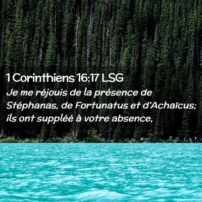 Picture 02 - 1 Corinthiens 16:17 LSG - Je me réjouis de la présence de Stéphanas, de - Bible Verse Picture