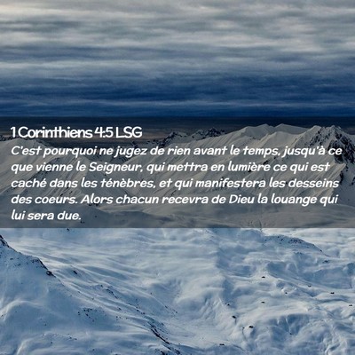 Picture 02 - 1 Corinthiens 4:5 LSG - C'est pourquoi ne jugez de rien avant le temps, - Bible Verse Picture
