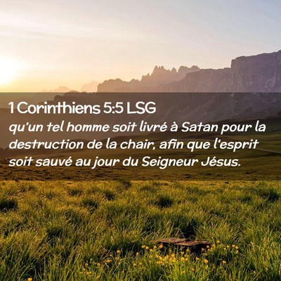 Picture 02 - 1 Corinthiens 5:5 LSG - qu'un tel homme soit livré à Satan pour la - Bible Verse Picture