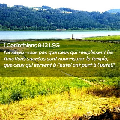 Picture 02 - 1 Corinthiens 9:13 LSG - Ne savez-vous pas que ceux qui remplissent les - Bible Verse Picture