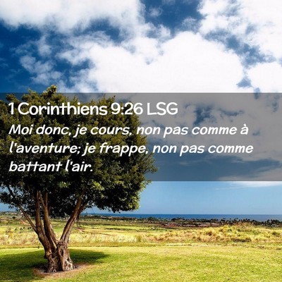 Picture 02 - 1 Corinthiens 9:26 LSG - Moi donc, je cours, non pas comme à l'aventure; - Bible Verse Picture