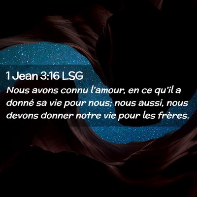 Picture 02 - 1 Jean 3:16 LSG - Nous avons connu l'amour, en ce qu'il a donné sa - Bible Verse Picture