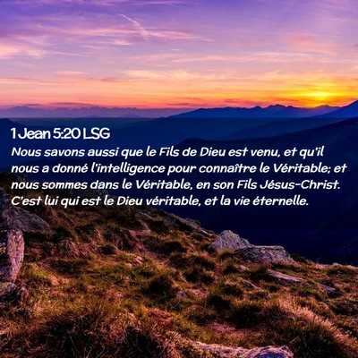 Picture 02 - 1 Jean 5:20 LSG - Nous savons aussi que le Fils de Dieu est venu, - Bible Verse Picture