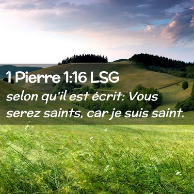 Picture 02 - 1 Pierre 1:16 LSG - selon qu'il est écrit: Vous serez saints, car je - Bible Verse Picture