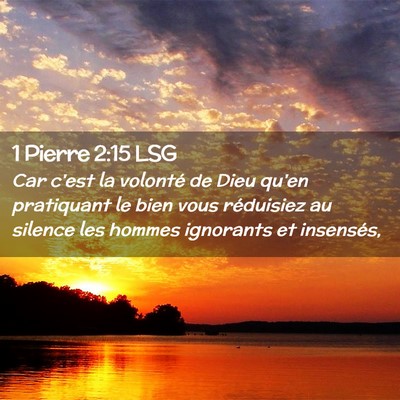 Picture 02 - 1 Pierre 2:15 LSG - Car c'est la volonté de Dieu qu'en pratiquant le - Bible Verse Picture