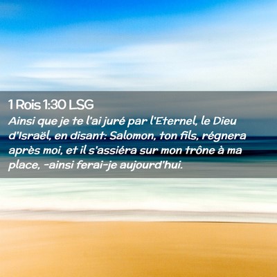 Picture 02 - 1 Rois 1:30 LSG - Ainsi que je te l'ai juré par l'Eternel, le Dieu - Bible Verse Picture