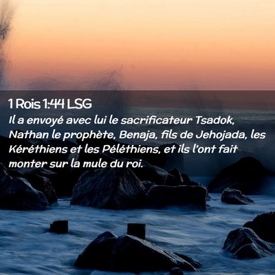 Picture 02 - 1 Rois 1:44 LSG - Il a envoyé avec lui le sacrificateur Tsadok, - Bible Verse Picture
