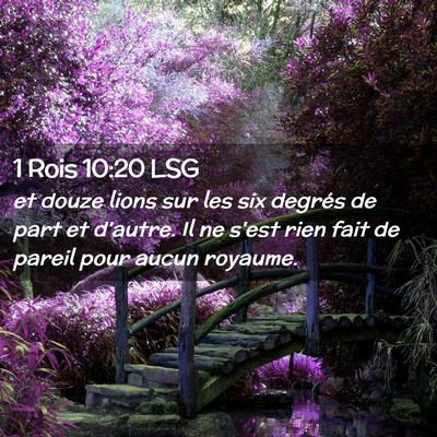 Picture 02 - 1 Rois 10:20 LSG - et douze lions sur les six degrés de part et - Bible Verse Picture