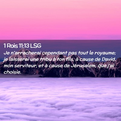 Picture 02 - 1 Rois 11:13 LSG - Je n'arracherai cependant pas tout le royaume; je - Bible Verse Picture