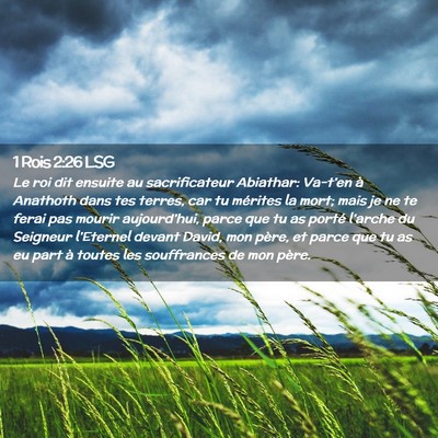 Picture 02 - 1 Rois 2:26 LSG - Le roi dit ensuite au sacrificateur Abiathar: - Bible Verse Picture