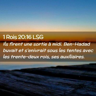 Picture 02 - 1 Rois 20:16 LSG - Ils firent une sortie à midi. Ben-Hadad buvait - Bible Verse Picture