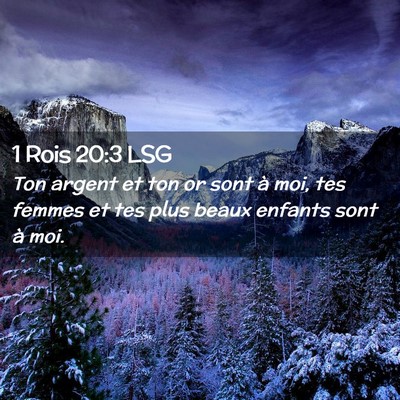 Picture 02 - 1 Rois 20:3 LSG - Ton argent et ton or sont à moi, tes femmes et - Bible Verse Picture