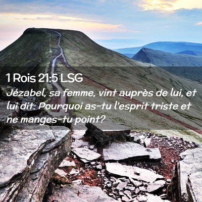 Picture 02 - 1 Rois 21:5 LSG - Jézabel, sa femme, vint auprès de lui, et lui - Bible Verse Picture