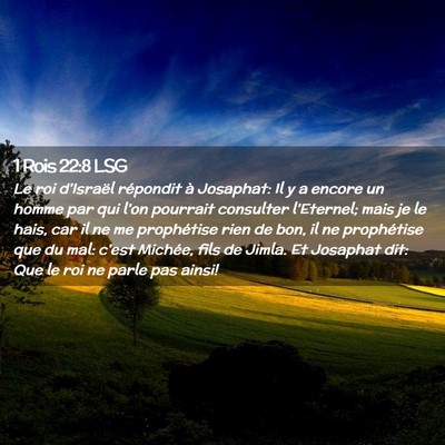 Picture 02 - 1 Rois 22:8 LSG - Le roi d'Israël répondit à Josaphat: Il y a - Bible Verse Picture