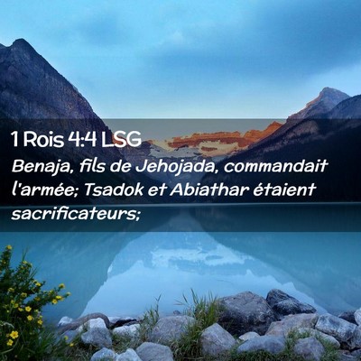 Picture 02 - 1 Rois 4:4 LSG - Benaja, fils de Jehojada, commandait l'armée; - Bible Verse Picture