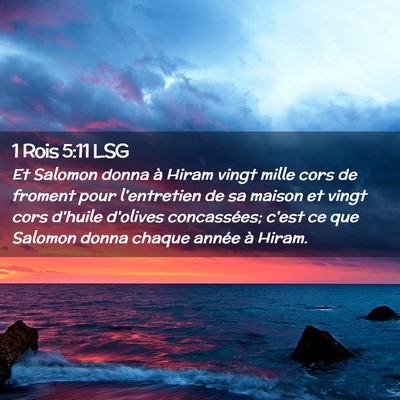 Picture 02 - 1 Rois 5:11 LSG - Et Salomon donna à Hiram vingt mille cors de - Bible Verse Picture