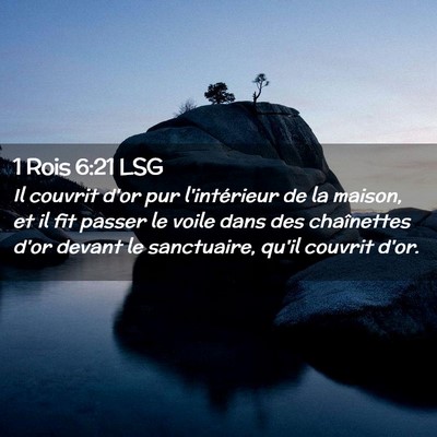 Picture 02 - 1 Rois 6:21 LSG - Il couvrit d'or pur l'intérieur de la maison, et - Bible Verse Picture