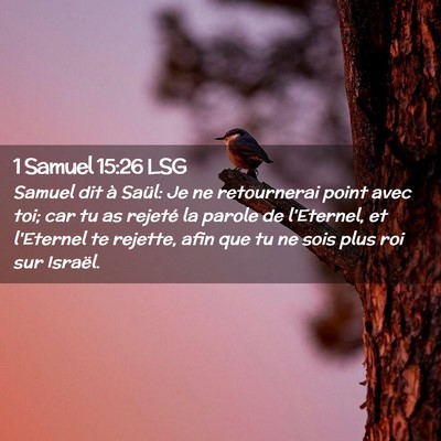 Picture 02 - 1 Samuel 15:26 LSG - Samuel dit à Saül: Je ne retournerai point avec - Bible Verse Picture