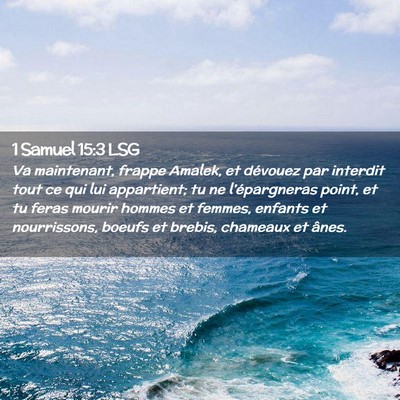 Picture 02 - 1 Samuel 15:3 LSG - Va maintenant, frappe Amalek, et dévouez par - Bible Verse Picture
