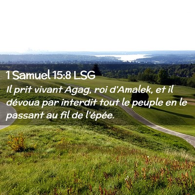 Picture 02 - 1 Samuel 15:8 LSG - Il prit vivant Agag, roi d'Amalek, et il dévoua - Bible Verse Picture