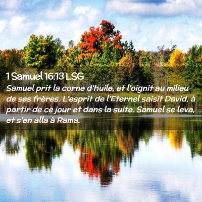 Picture 02 - 1 Samuel 16:13 LSG - Samuel prit la corne d'huile, et l'oignit au - Bible Verse Picture