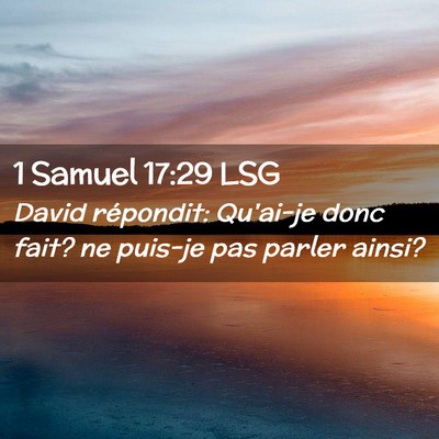 Picture 02 - 1 Samuel 17:29 LSG - David répondit: Qu'ai-je donc fait? ne puis-je - Bible Verse Picture