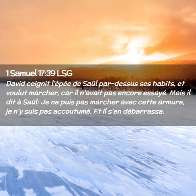 Picture 02 - 1 Samuel 17:39 LSG - David ceignit l'épée de Saül par-dessus ses - Bible Verse Picture