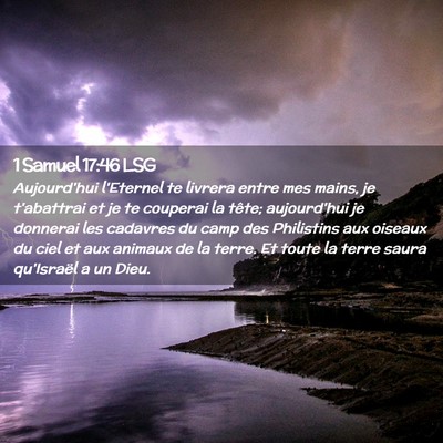 Picture 02 - 1 Samuel 17:46 LSG - Aujourd'hui l'Eternel te livrera entre mes mains, - Bible Verse Picture