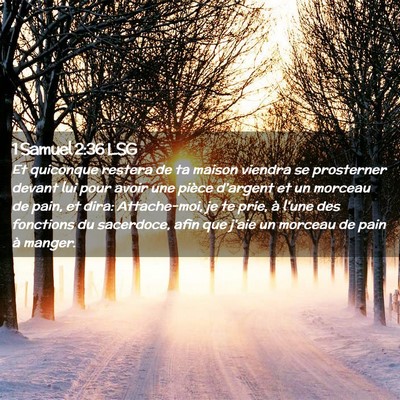 Picture 02 - 1 Samuel 2:36 LSG - Et quiconque restera de ta maison viendra se - Bible Verse Picture