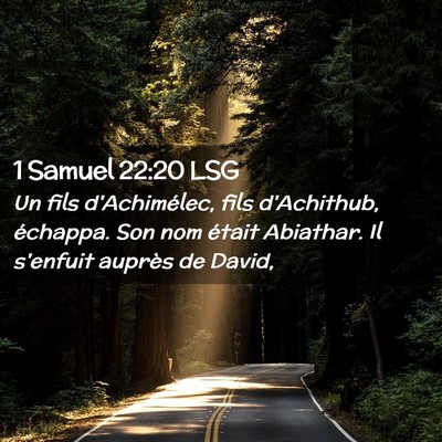 Picture 02 - 1 Samuel 22:20 LSG - Un fils d'Achimélec, fils d'Achithub, échappa. - Bible Verse Picture