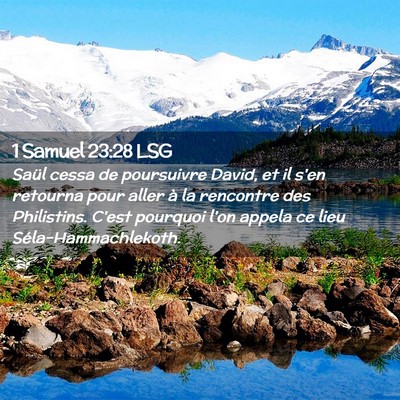 Picture 02 - 1 Samuel 23:28 LSG - Saül cessa de poursuivre David, et il s'en - Bible Verse Picture