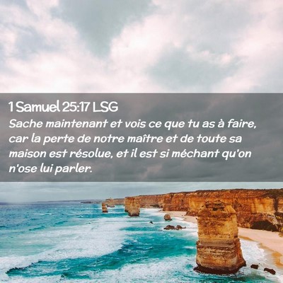Picture 02 - 1 Samuel 25:17 LSG - Sache maintenant et vois ce que tu as à faire, - Bible Verse Picture