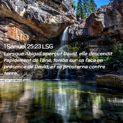 Picture 02 - 1 Samuel 25:23 LSG - Lorsque Abigaïl aperçut David, elle descendit - Bible Verse Picture