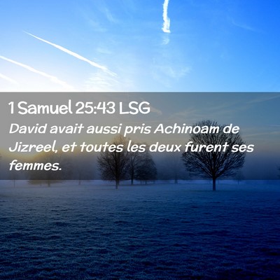 Picture 02 - 1 Samuel 25:43 LSG - David avait aussi pris Achinoam de Jizreel, et - Bible Verse Picture