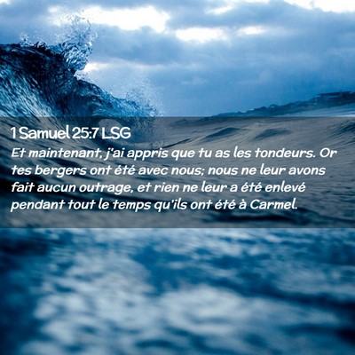 Picture 02 - 1 Samuel 25:7 LSG - Et maintenant, j'ai appris que tu as les - Bible Verse Picture