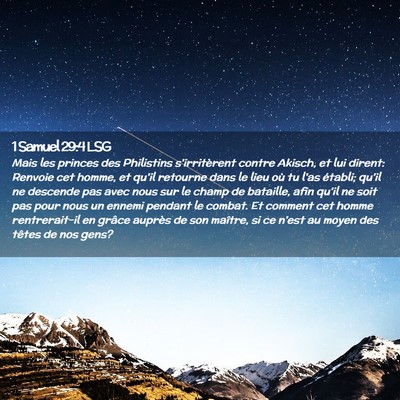 Picture 02 - 1 Samuel 29:4 LSG - Mais les princes des Philistins s'irritèrent - Bible Verse Picture
