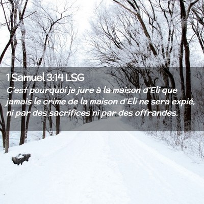 Picture 02 - 1 Samuel 3:14 LSG - C'est pourquoi je jure à la maison d'Eli que - Bible Verse Picture