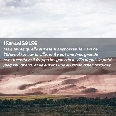 Picture 02 - 1 Samuel 5:9 LSG - Mais après qu'elle eut été transportée, la - Bible Verse Picture