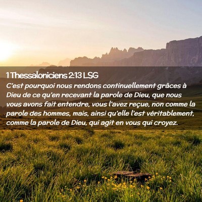 Picture 02 - 1 Thessaloniciens 2:13 LSG - C'est pourquoi nous rendons continuellement - Bible Verse Picture